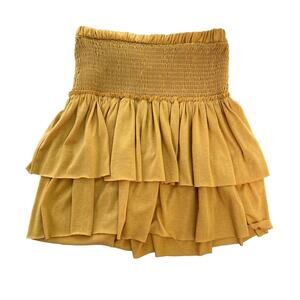 Anthropologie Saturday Sunday Bailee Smock Mustard Yellow Boho Mini Skirt-Small